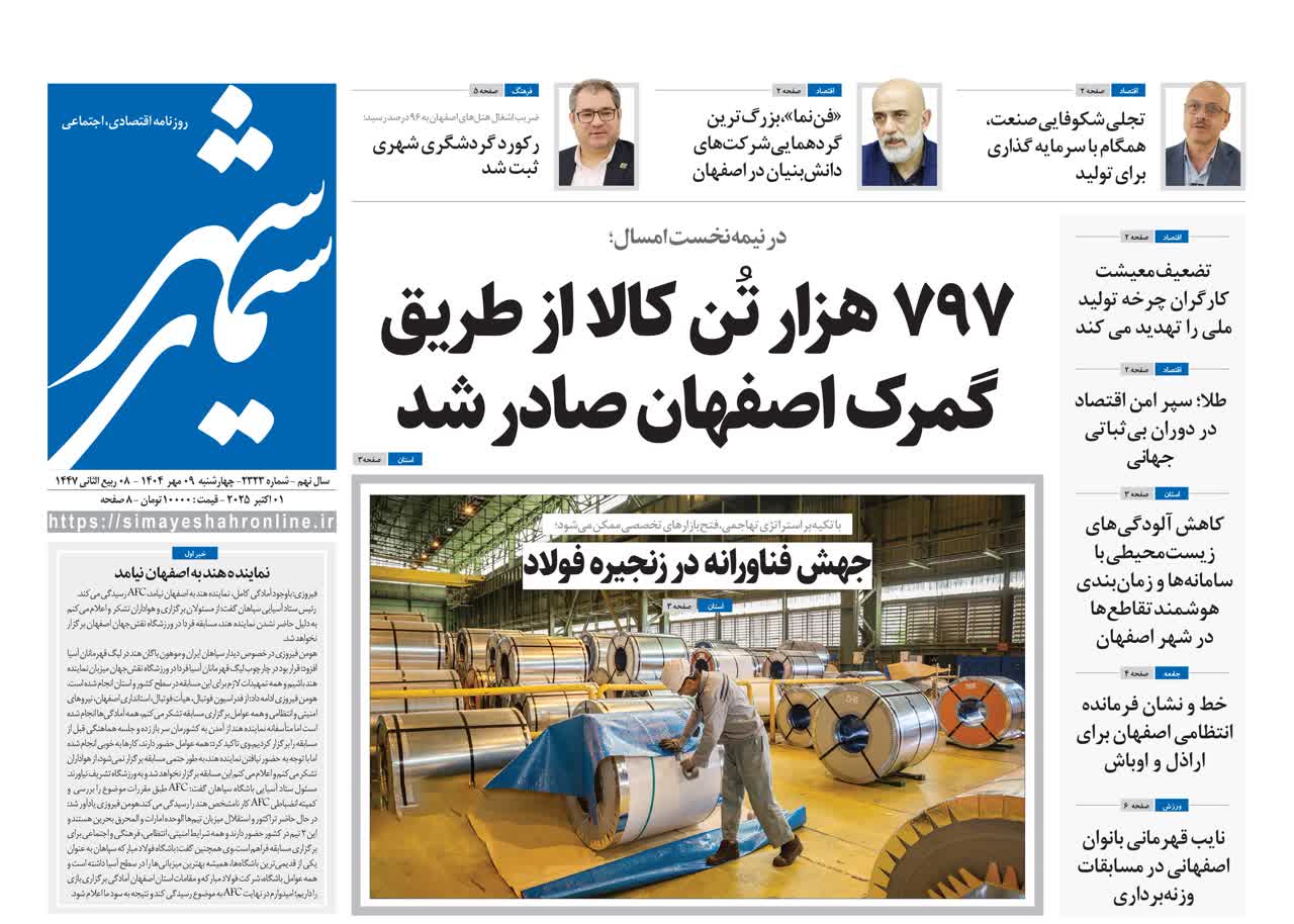 روزنامه سیمای شهر شماره ۲۳۲۳