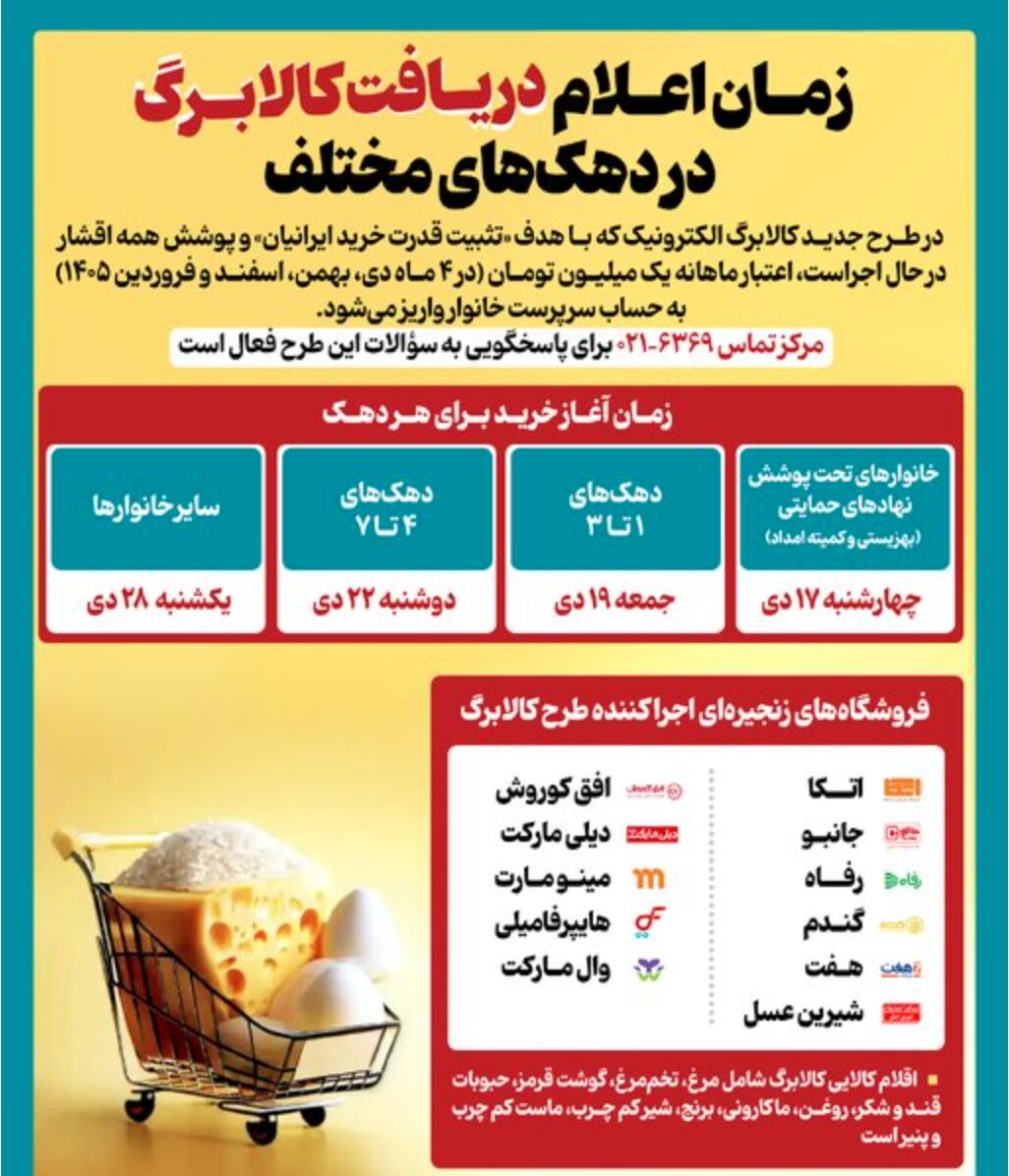 هر دهک چه زمانی کالابرگ دریافت میکند؟