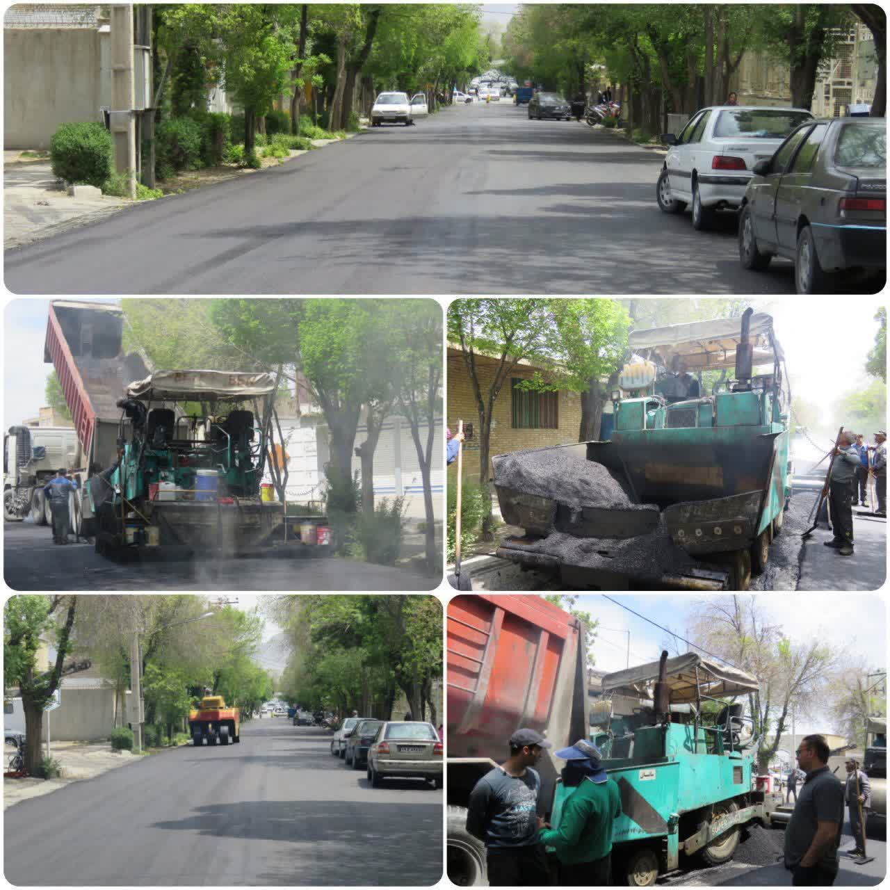 اجرای عملیات آسفالت خیابان حافظ شهر مبارکه